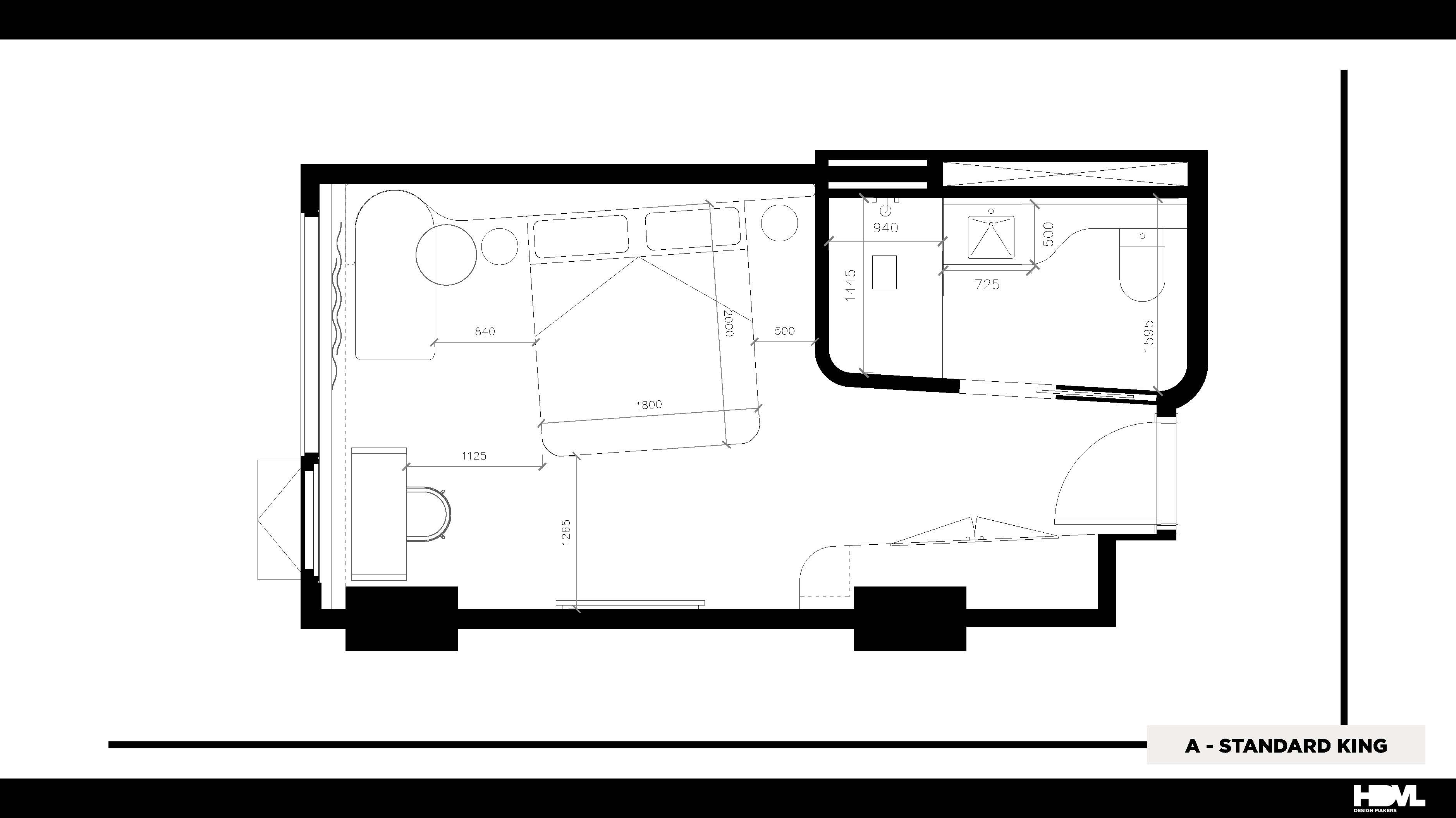 Hotel Room layout - Queen bed